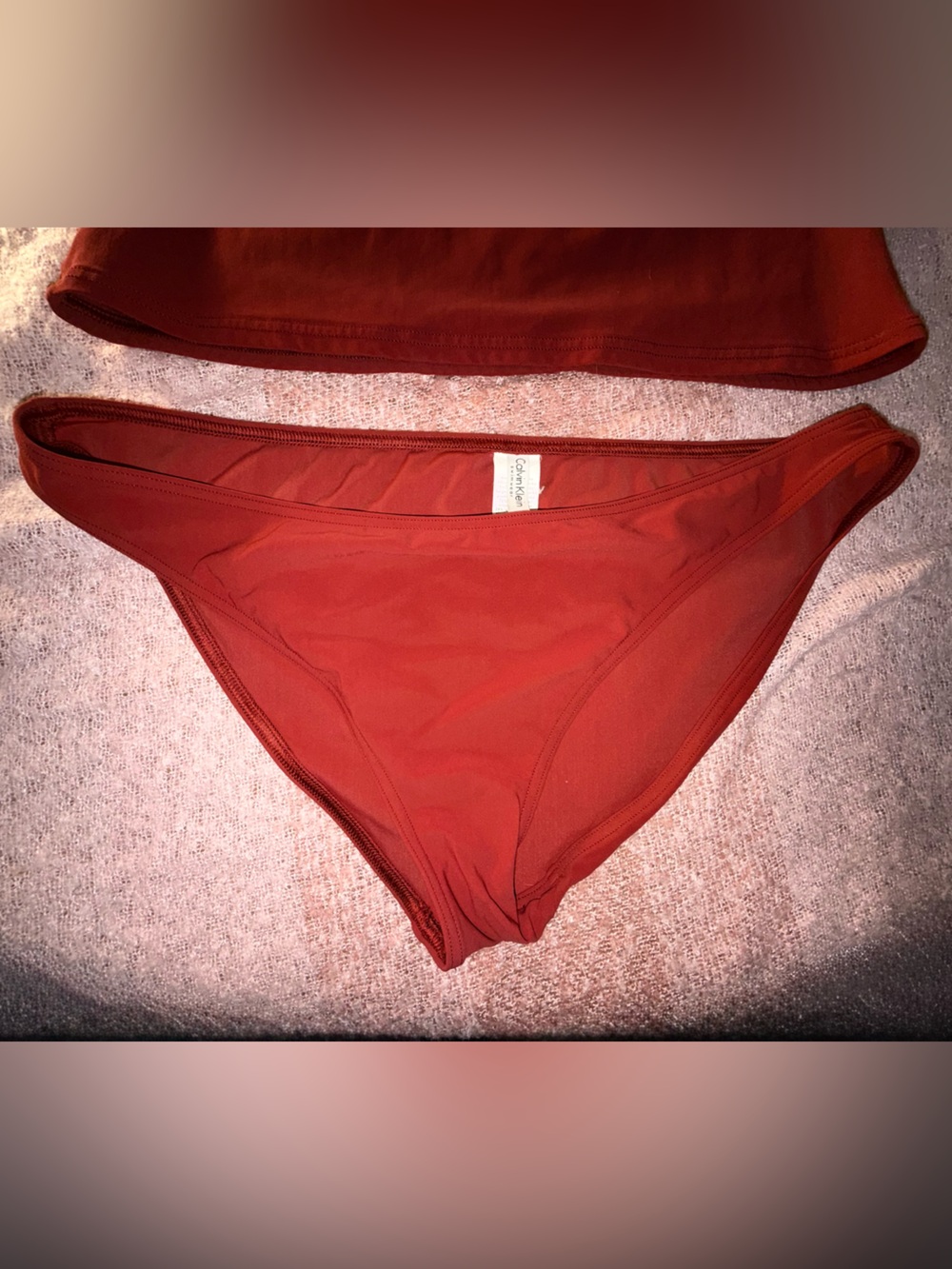Calvin Klein 2 Pc Terracotta Swim Set Tankini Bikini Size 16 bathing suit CK - Picture 3 of 16